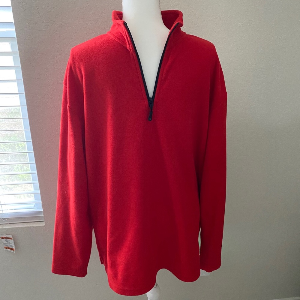 Apple Store Red Fleece 1/4 Zipper Employee Uniform Sz XL